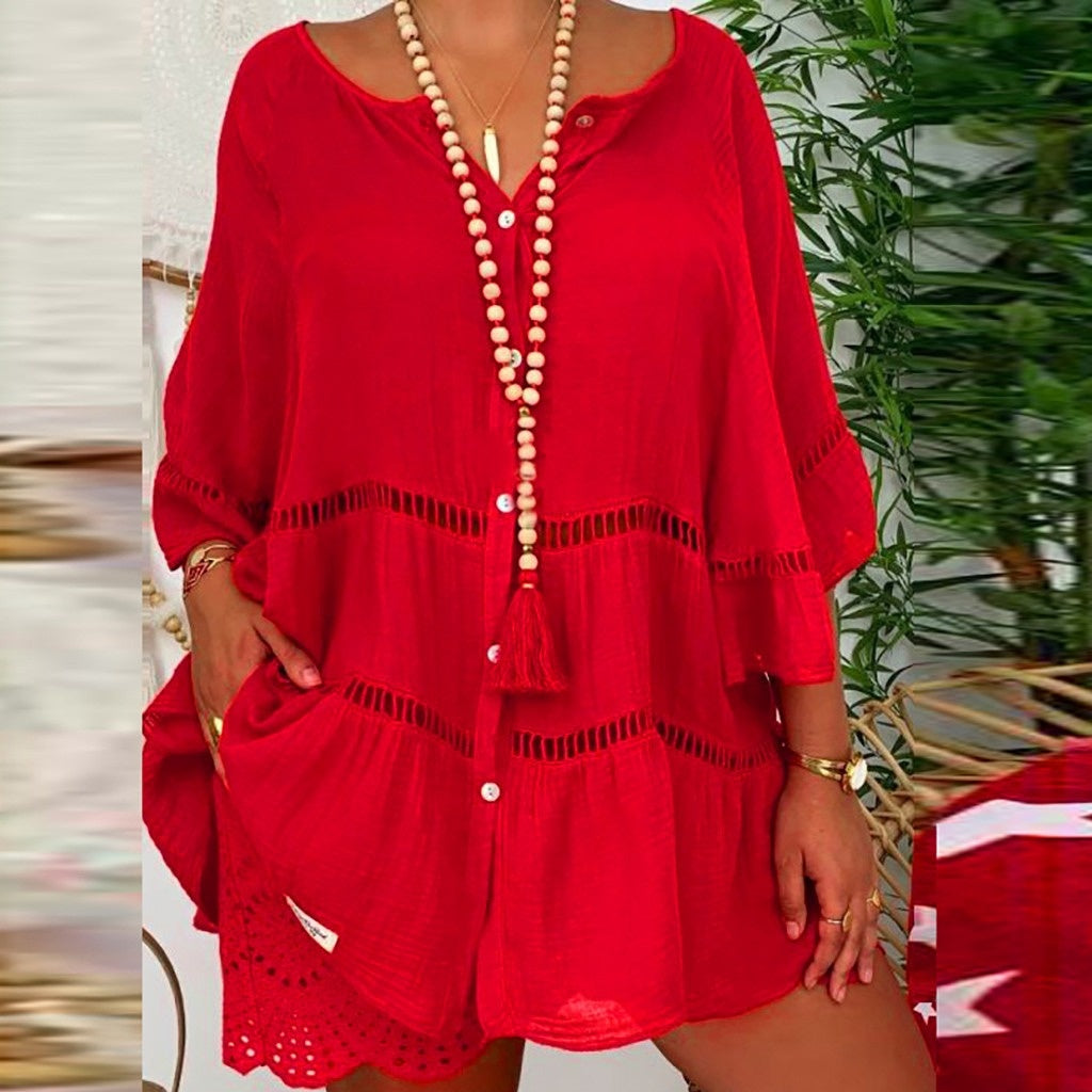 Women’s Casual Hollow Out V-Neck Dress