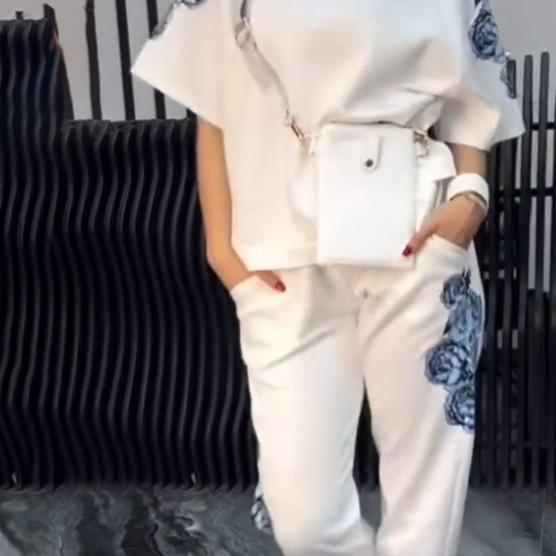 Women's Casual Floral Print Two-Piece Set