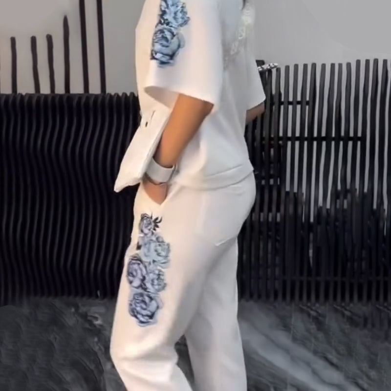 Women's Casual Floral Print Two-Piece Set