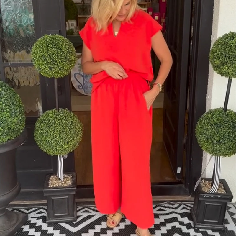 🔥Women's Solid Color Casual Two-Piece Set