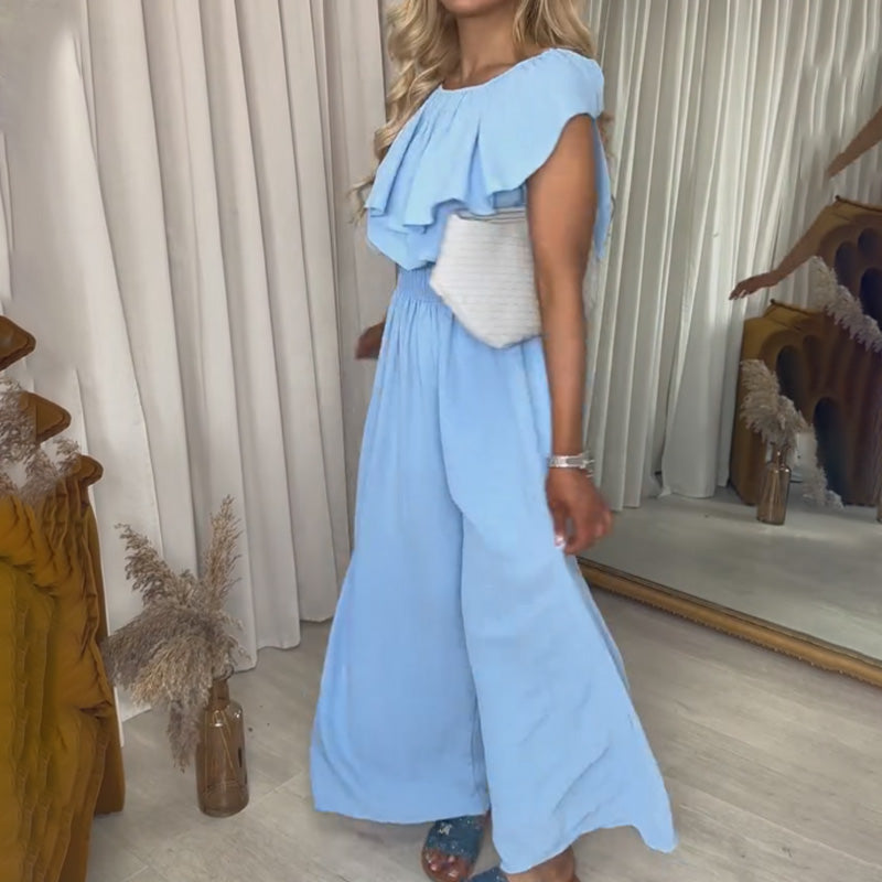 Women's Off Shoulder Wide Leg Jumpsuit