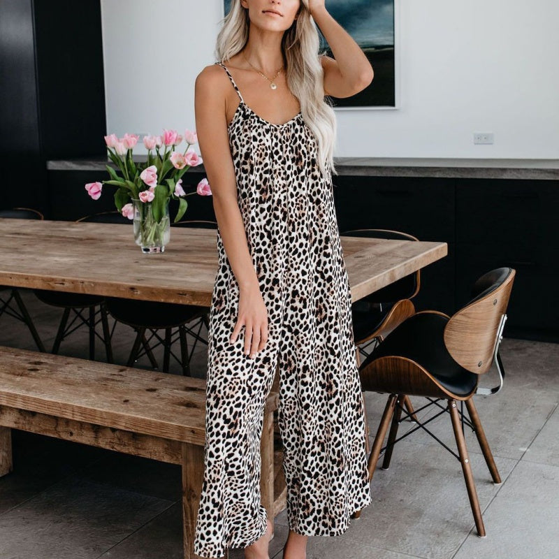 🔥Summer Hot Sale💝Women's Casual Strap Loose Tie-Dye Wide Leg Jumpsuit