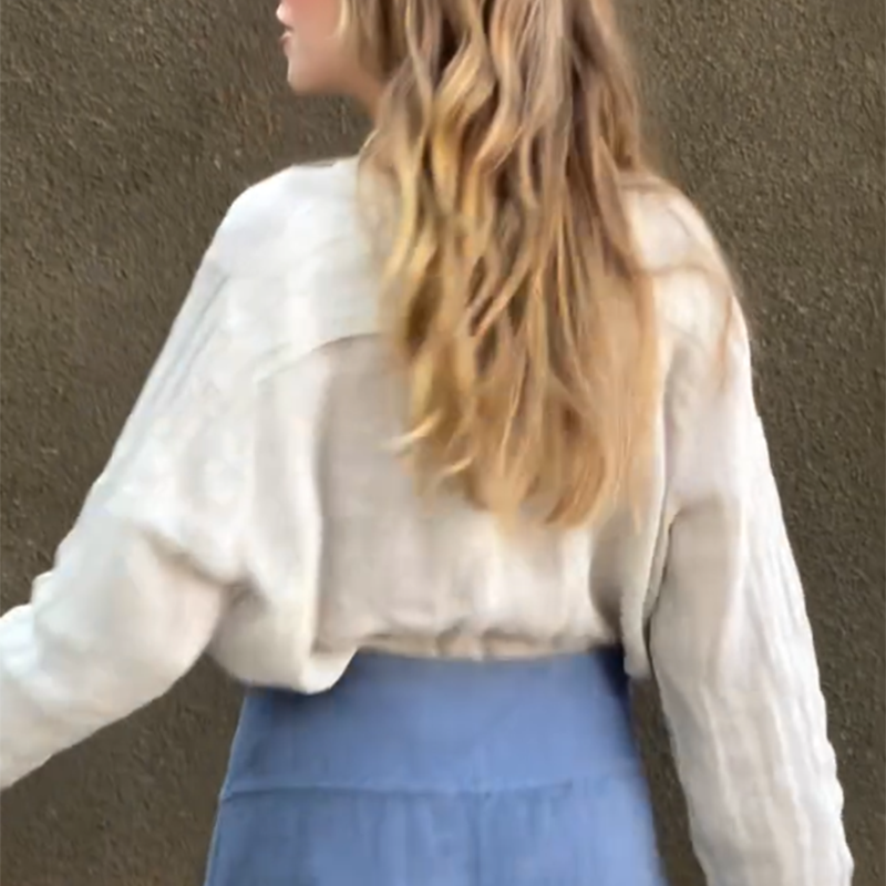 Long Sleeve Shirt & High Waisted A-line Skirt 2-Piece Set