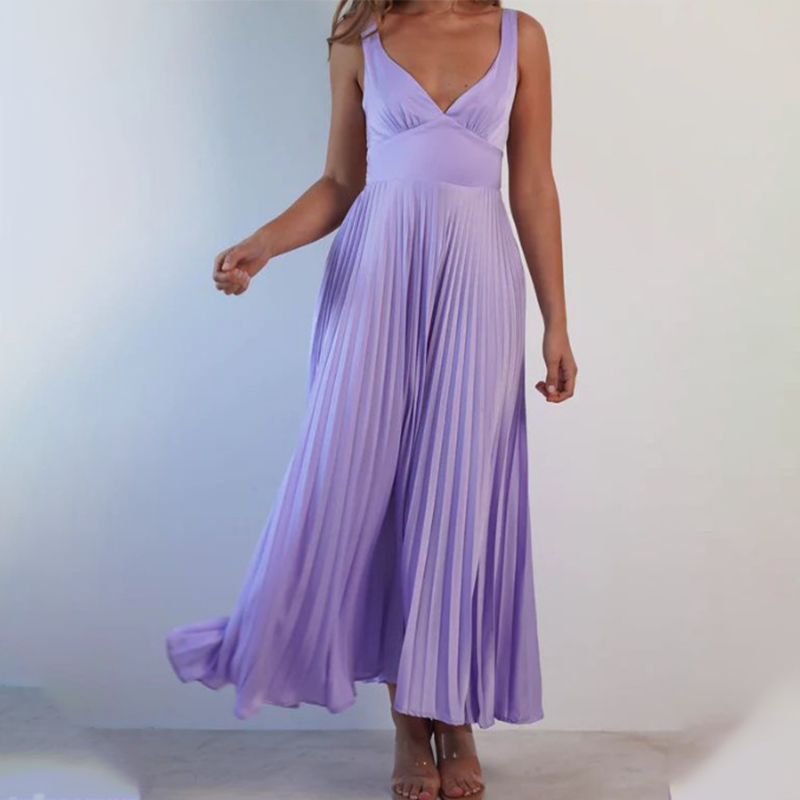 ⏳Time-limited Special⏰Sexy Open-Back Halter Pleated Dress👗