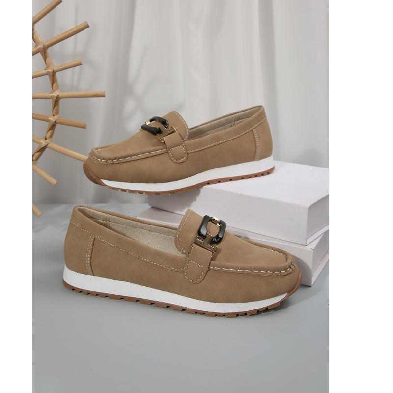 Casual Suede-like Upper Thick Sole Loafers