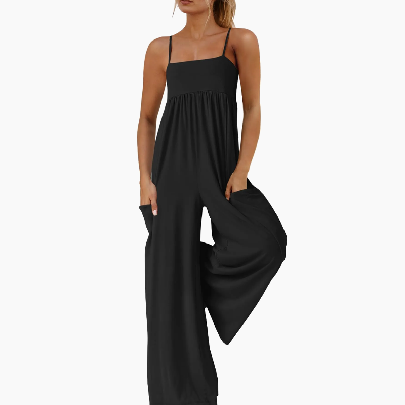 Beach Casual Strappy Backless Wide-Leg Jumpsuit