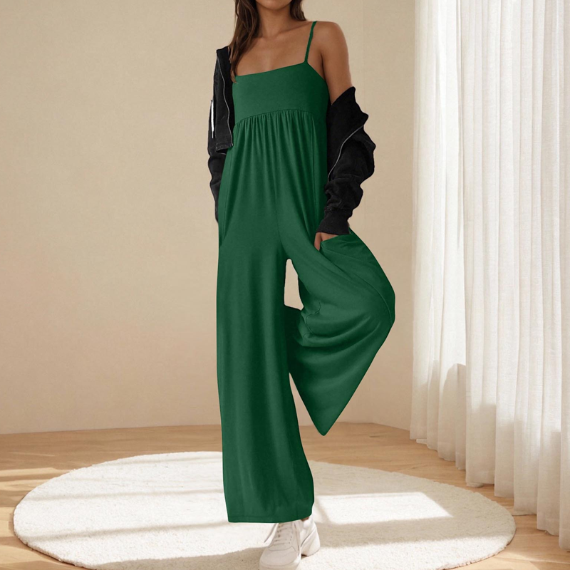 Beach Casual Strappy Backless Wide-Leg Jumpsuit