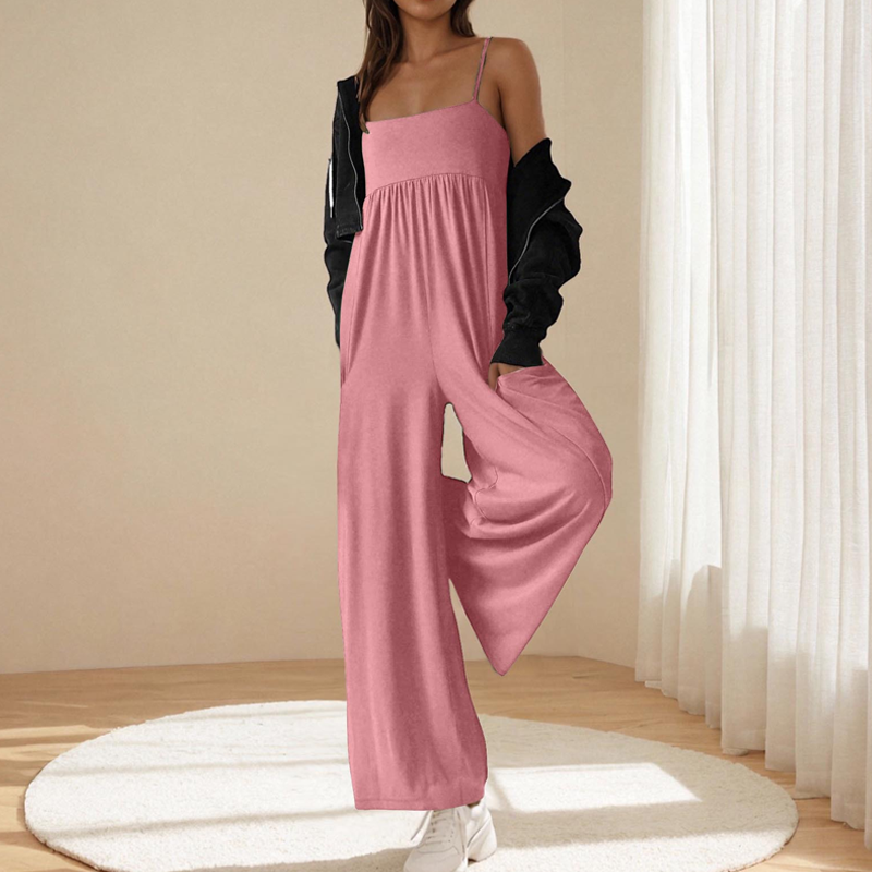 Beach Casual Strappy Backless Wide-Leg Jumpsuit