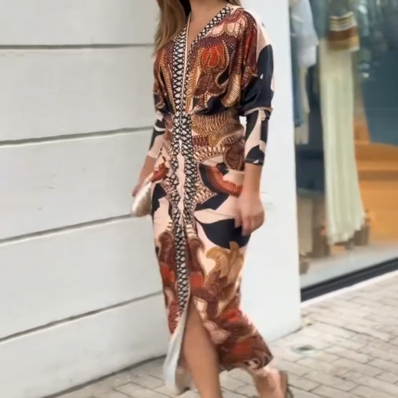⏳Time-limited Special⏰Slim V-Neck & Split Hem Maxi Dress👗