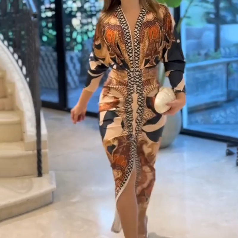 ⏳Time-limited Special⏰Slim V-Neck & Split Hem Maxi Dress👗