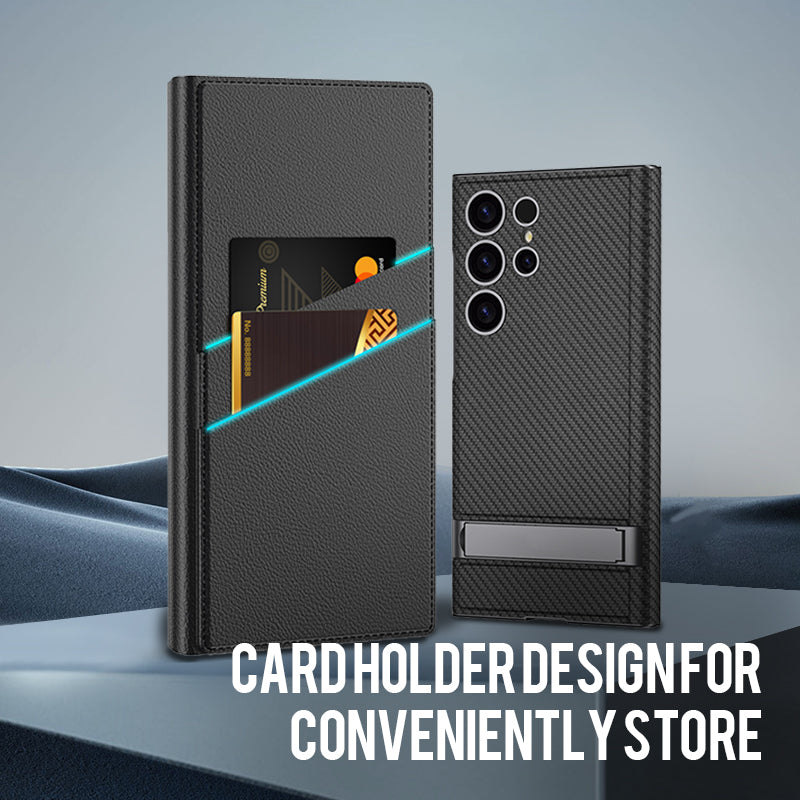 Folding Stand Phone Case with Card Holder for Samsung S24Ultra