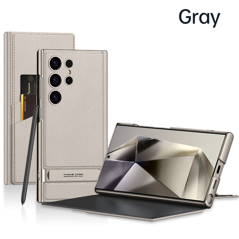 Folding Stand Phone Case with Card Holder for Samsung S24Ultra