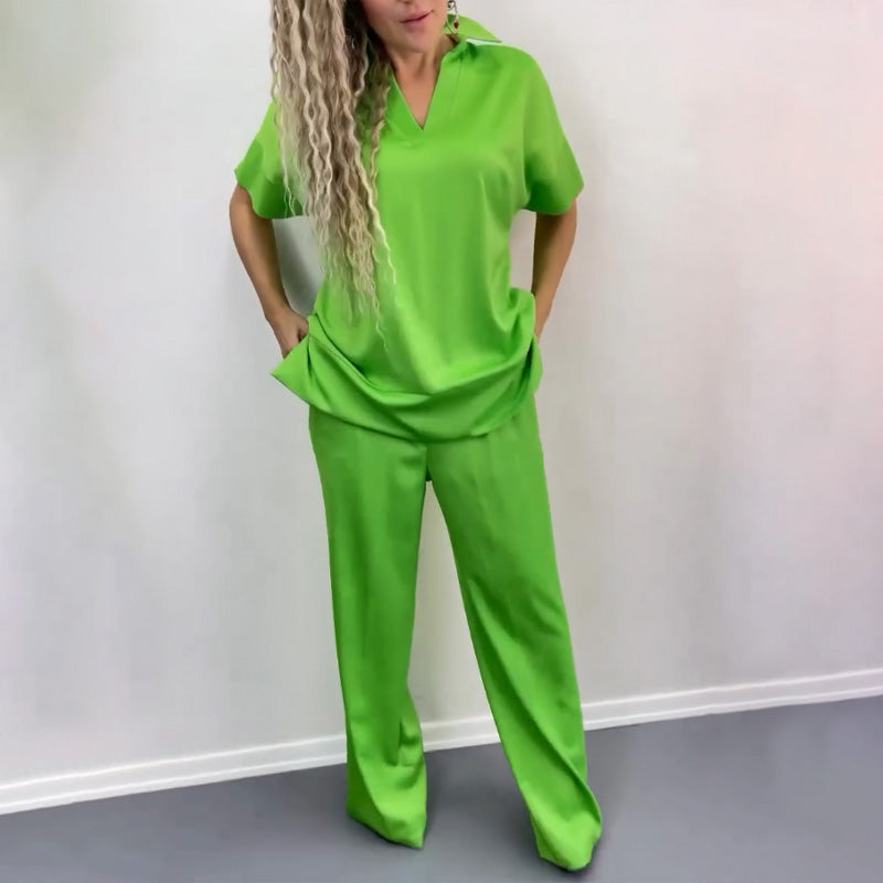 ⏳Time-limited Special⏰Women's V-Neck Top & Wide-Leg Pants Set