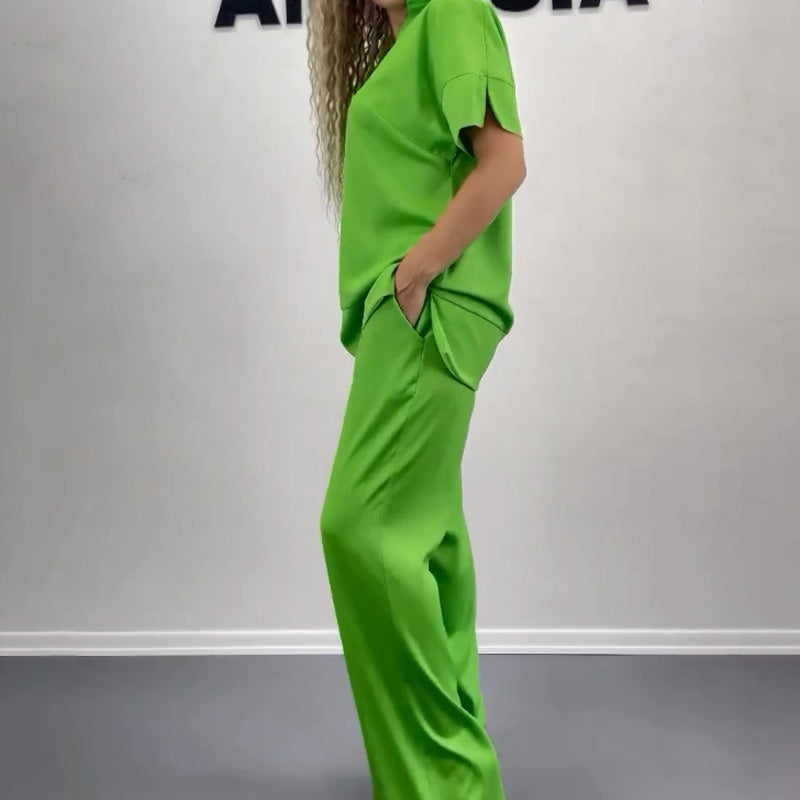 ⏳Time-limited Special⏰Women's V-Neck Top & Wide-Leg Pants Set