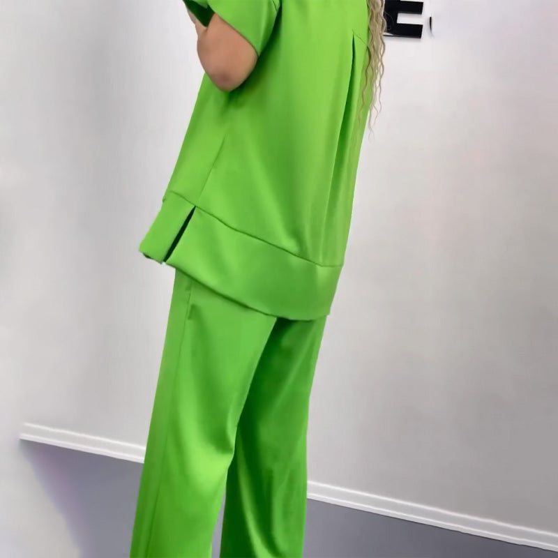 ⏳Time-limited Special⏰Women's V-Neck Top & Wide-Leg Pants Set