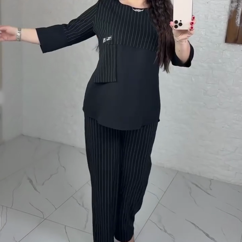 Casual Striped Top & Pants 2-Piece Set