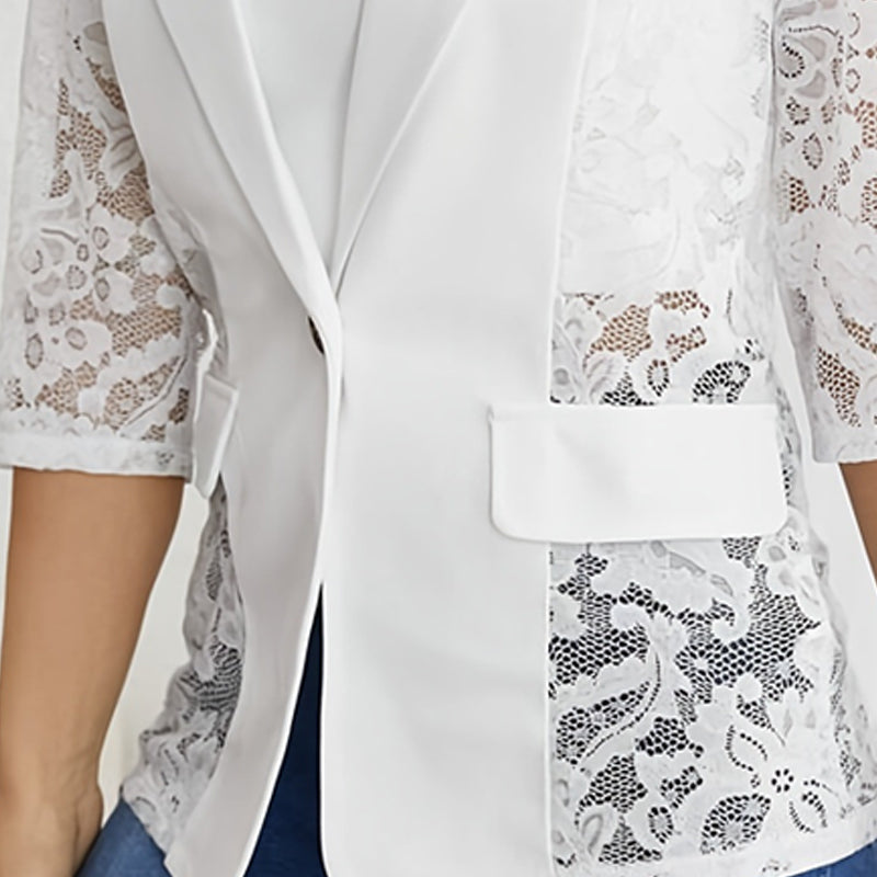 Women's Elegant Sheer Lace Detailing Blazer