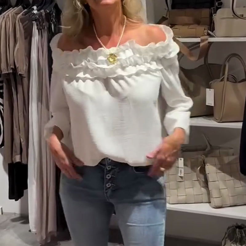 Women’s Solid Ruffled Collar Blouse