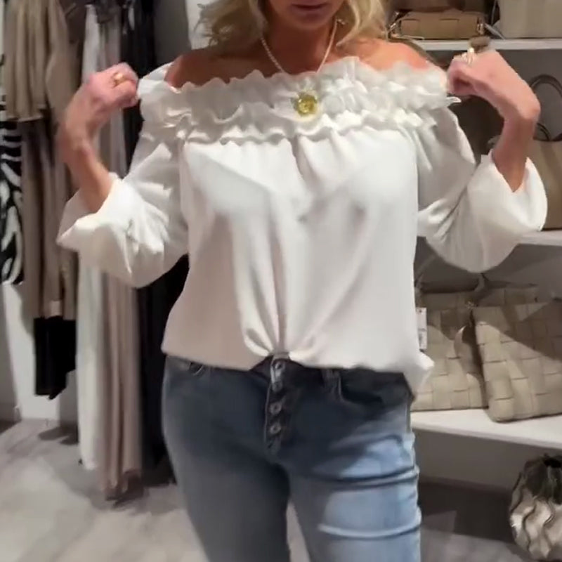 Women’s Solid Ruffled Collar Blouse