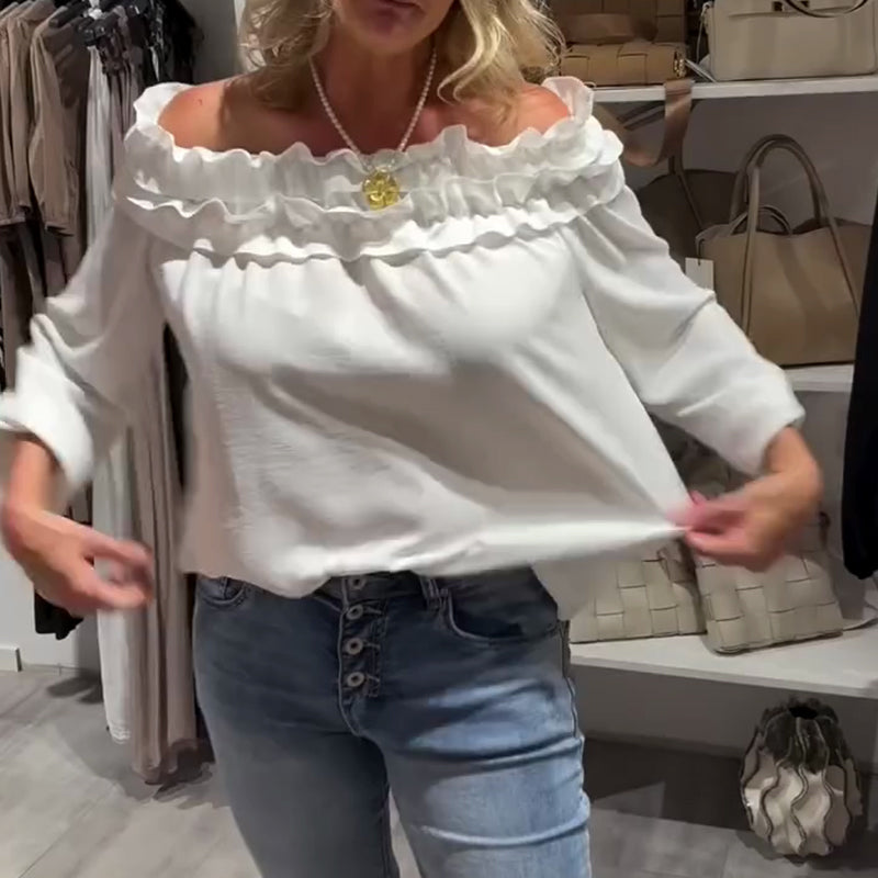 Women’s Solid Ruffled Collar Blouse