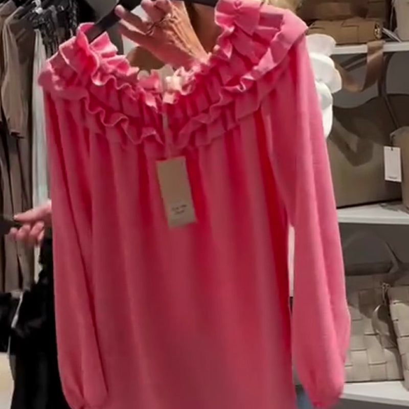 Women’s Solid Ruffled Collar Blouse