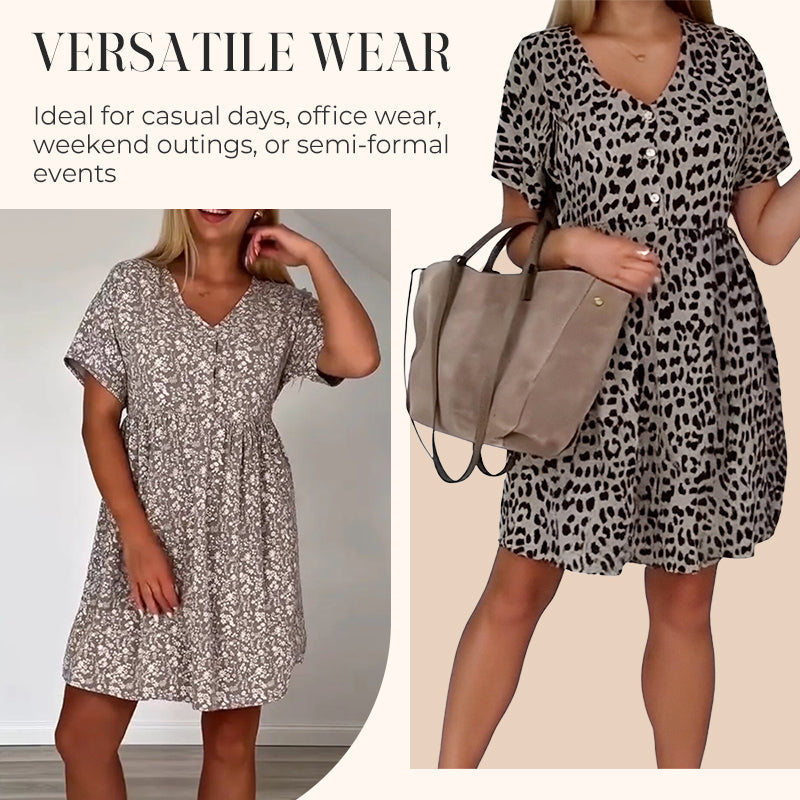 Women's Casual V-Neck Short Sleeve Dress
