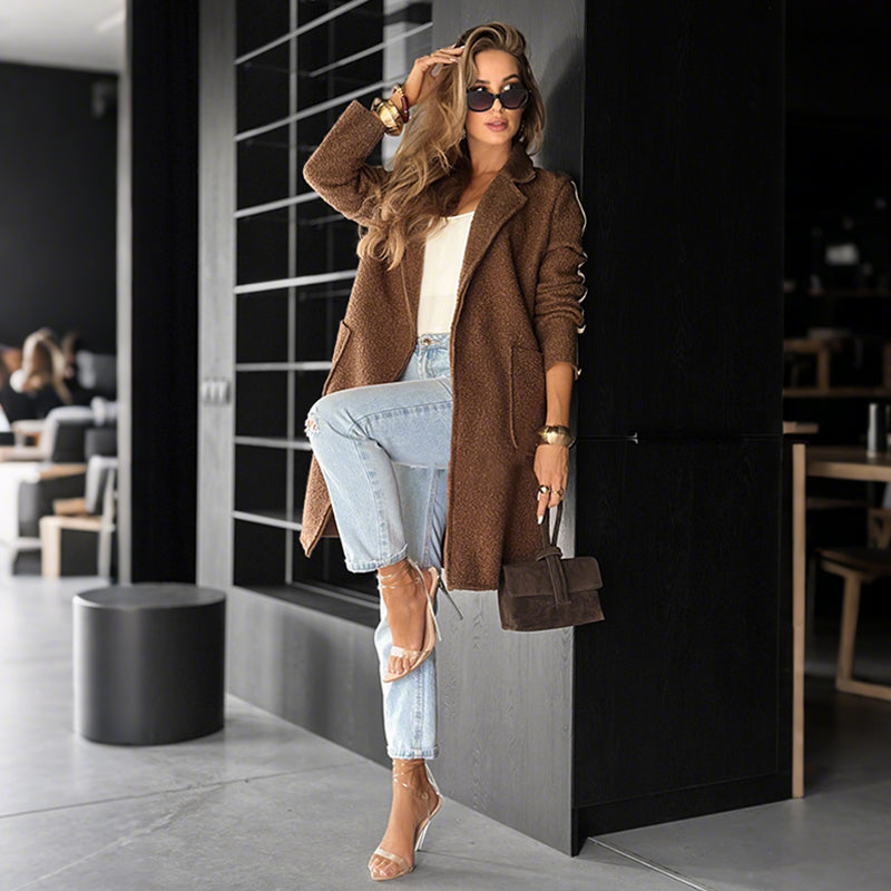 Notch Lapel Striped Coat