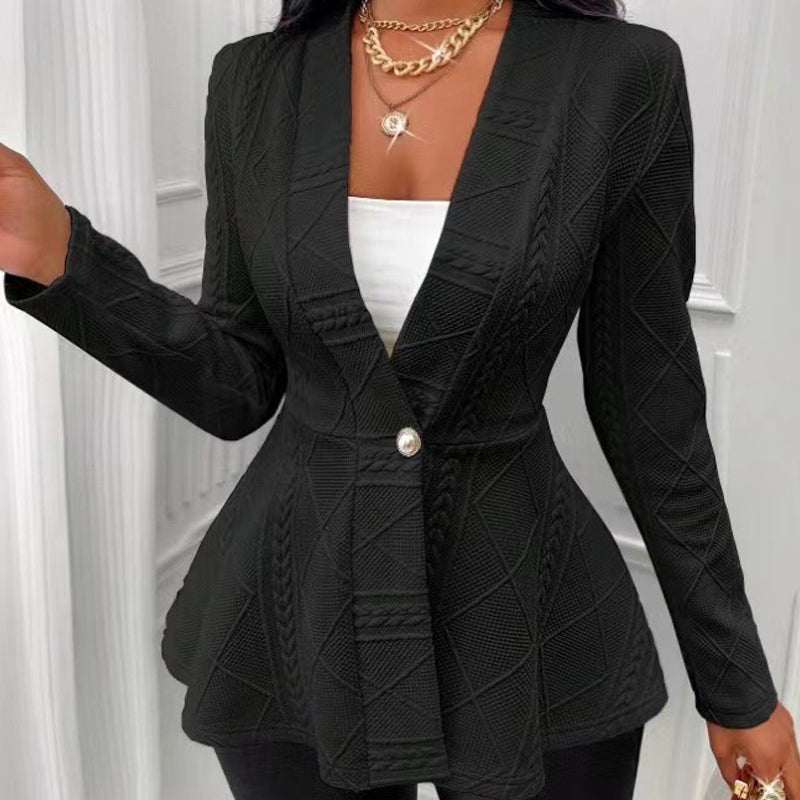 Minimalist Solid Textured Button Front Jacket