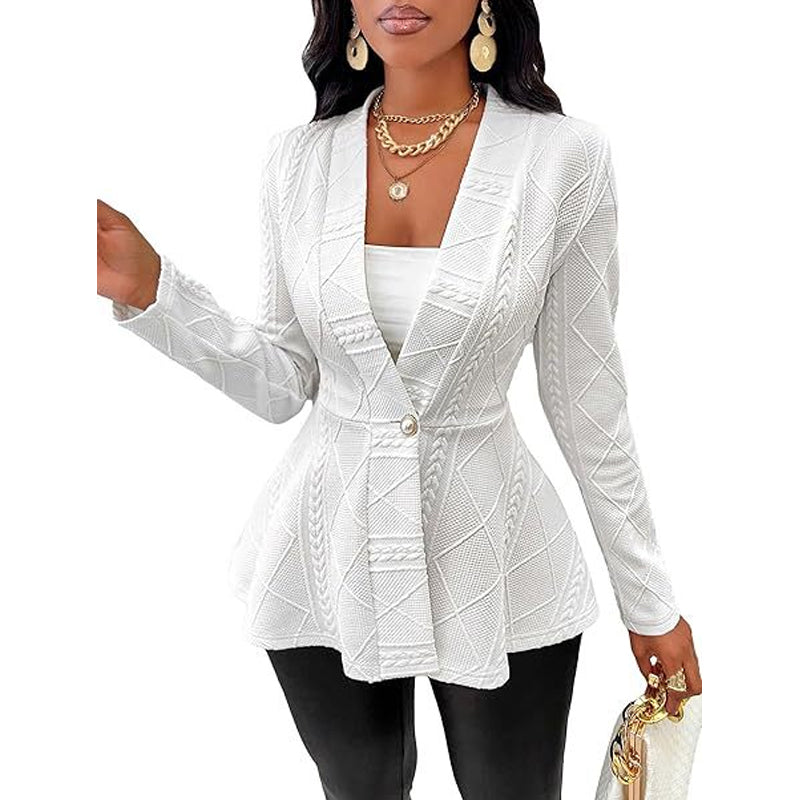 Minimalist Solid Textured Button Front Jacket