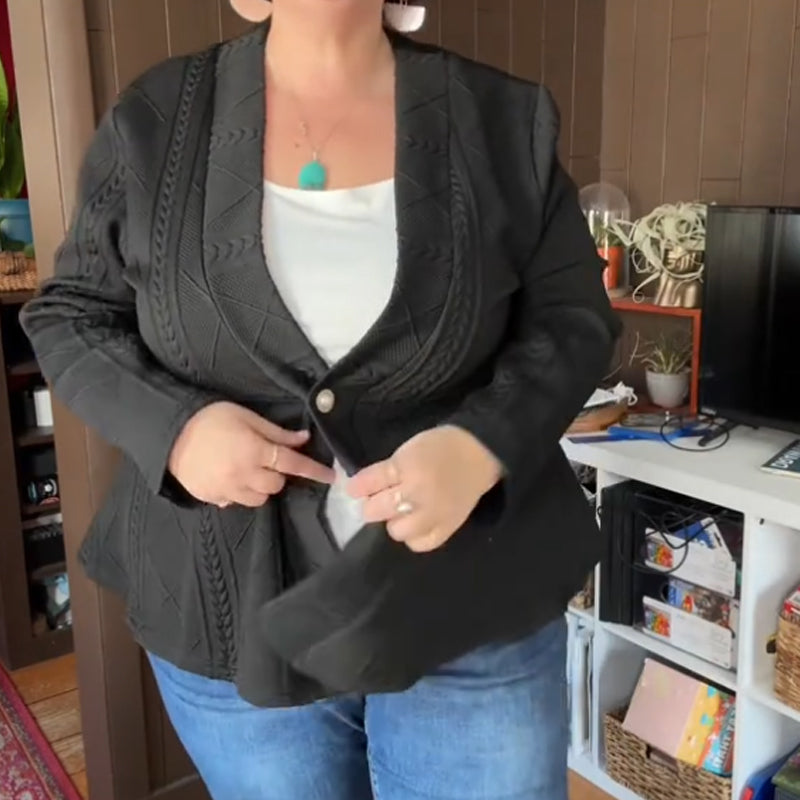 Minimalist Solid Textured Button Front Jacket