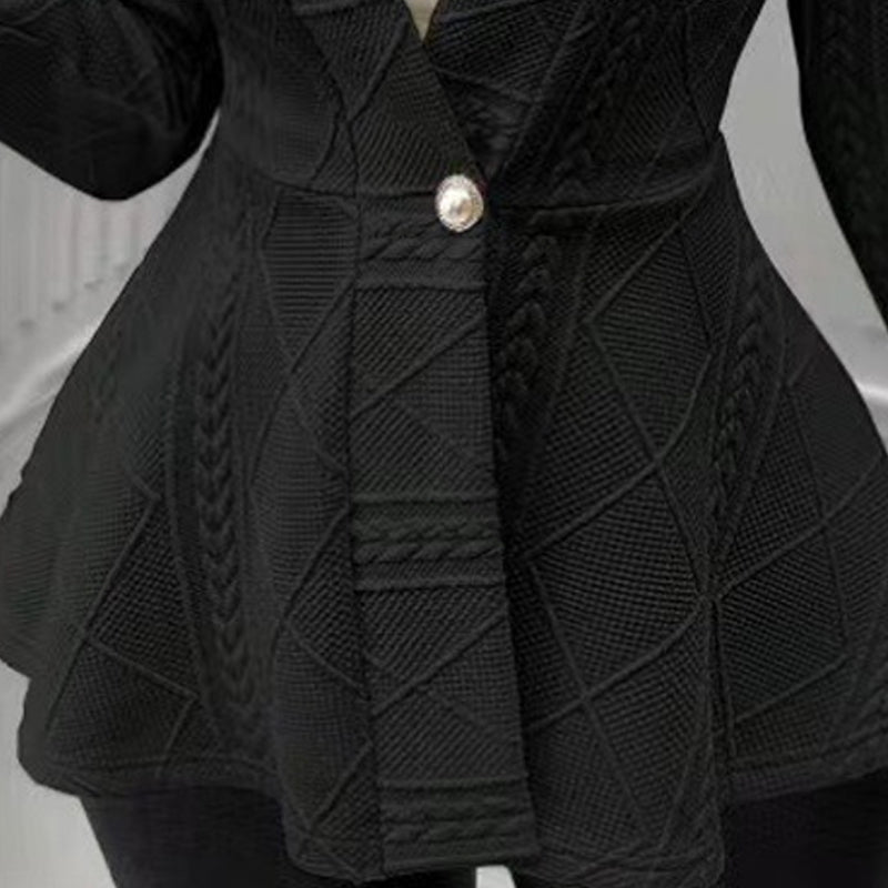 Minimalist Solid Textured Button Front Jacket