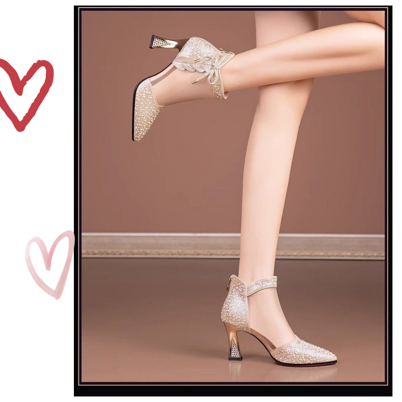 Stylish Block Heel Rhinestone Mesh Ankle Boots