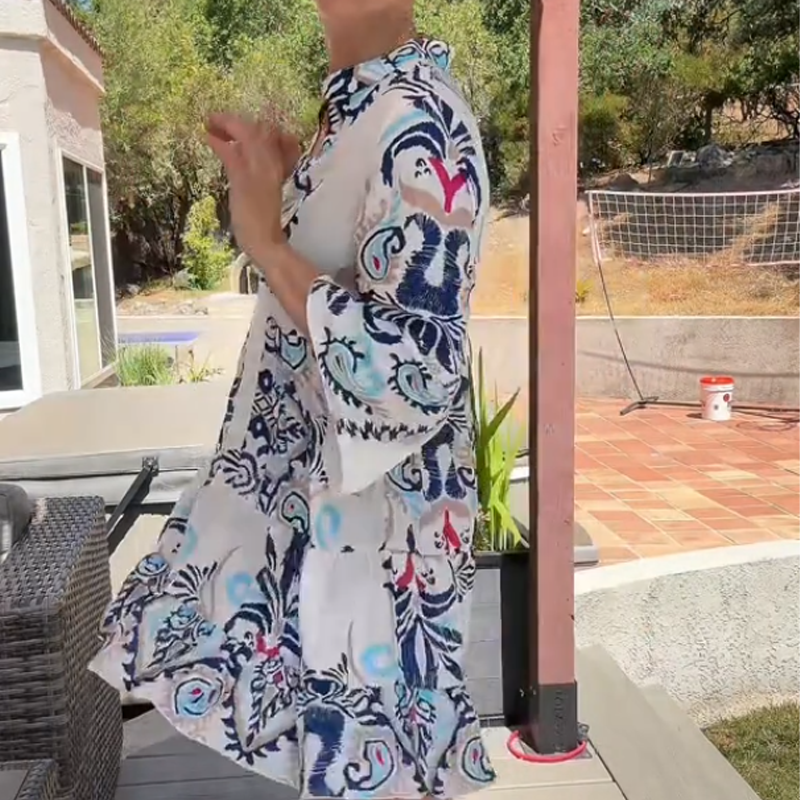 🌸🛍️Hot Promotion 50% OFF💃Elegant Printed Flowy Dress: Women’s Loose Silhouette, Stylish & Comfortable