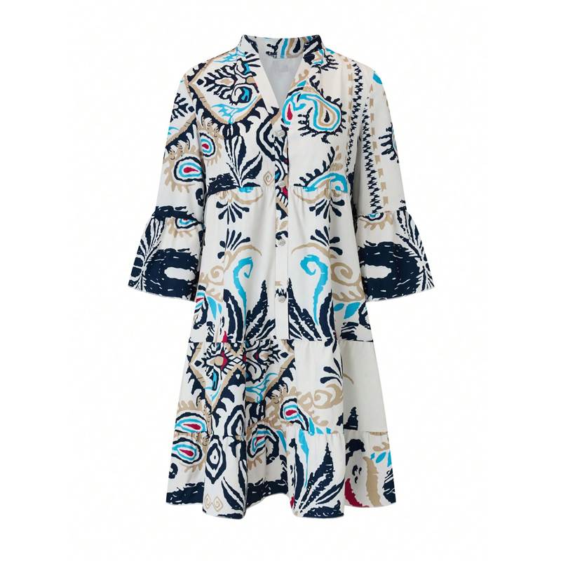 🌸🛍️Hot Promotion 50% OFF💃Elegant Printed Flowy Dress: Women’s Loose Silhouette, Stylish & Comfortable