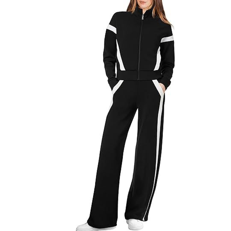 Stylish Jacket & Wide Leg Pants 2-Piece Set