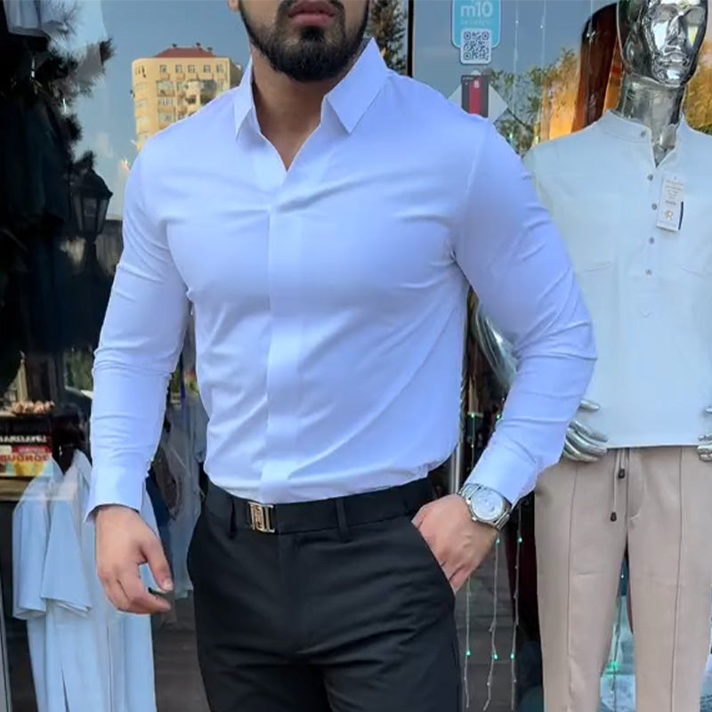 Men's Casual Slim Fit Solid Color Shirt