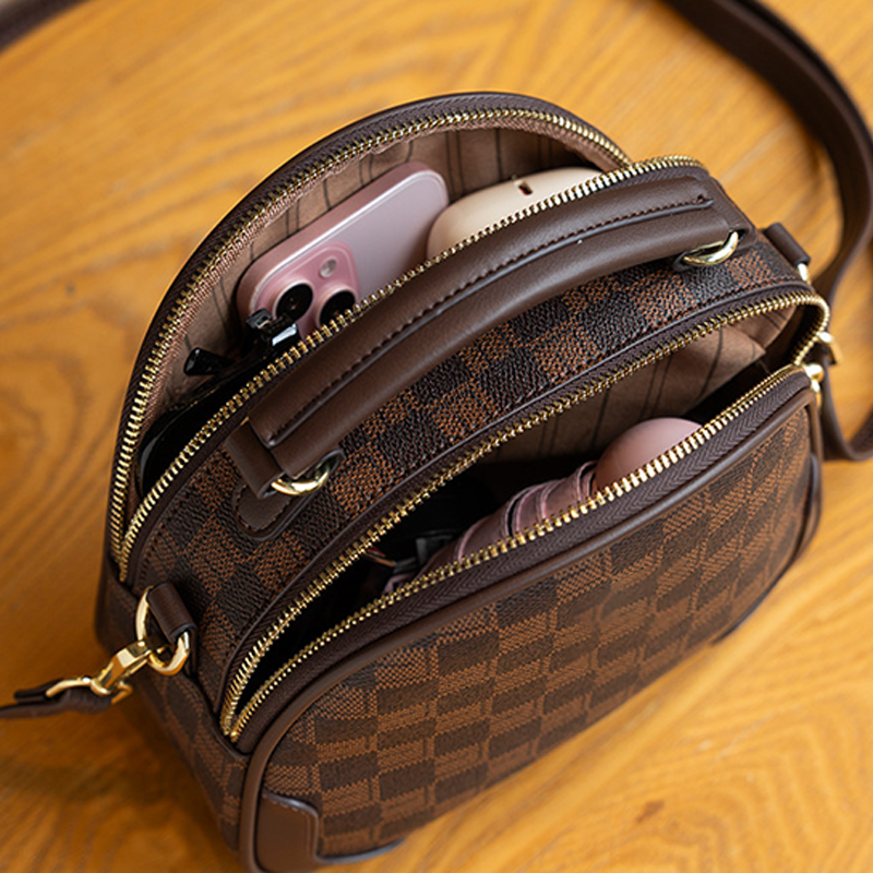 Brown & Black Plaid Shoulder Bag