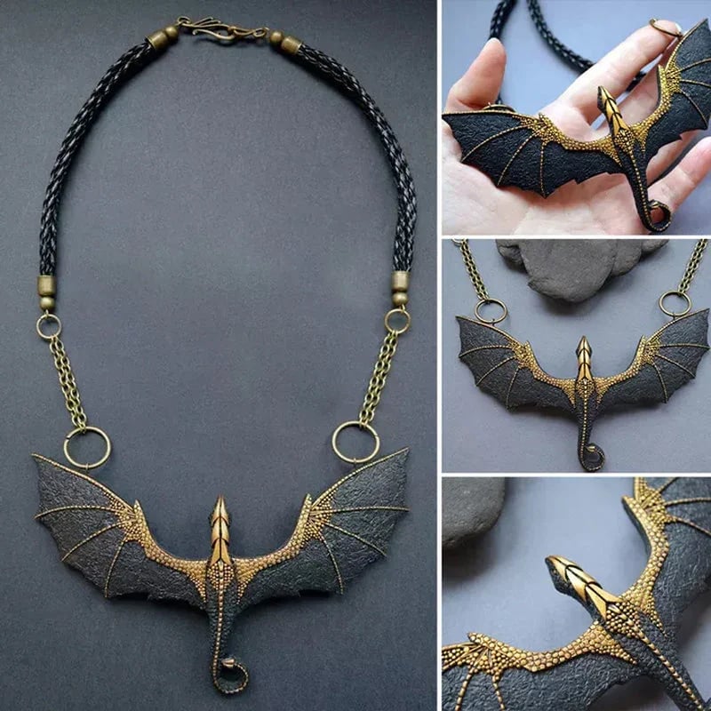 🎁New Year 49% OFF⏳Black Winged Flying Dragon Necklace