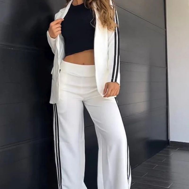👑Women's Luxury Lapel Suit & Wide Leg Pants Set – Chic Tailored Elegance for Sophisticated Style💫