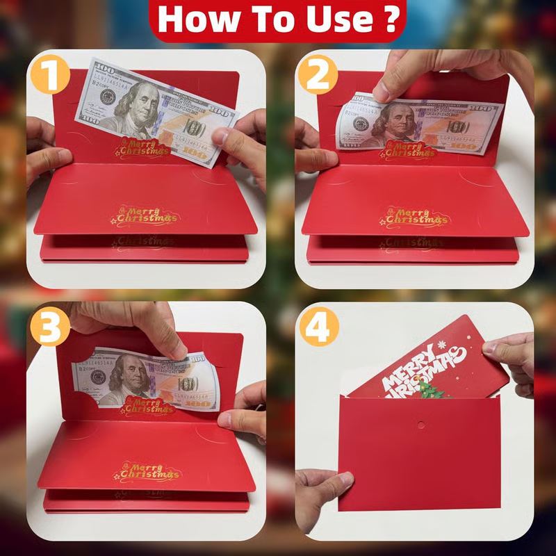 🎁🎄Christmas Sale - BUY 2 GET 1 FREE⭐Christmas Cash Envelope with Money Clip