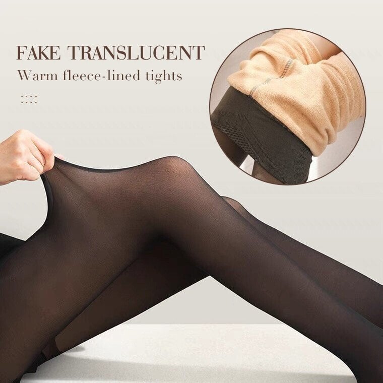 🔥Flash Sale 50% OFF!!⚡20K+ SOLD! 🏆Flawless Legs Fake Translucent Warm Plush Lined Elastic Tights