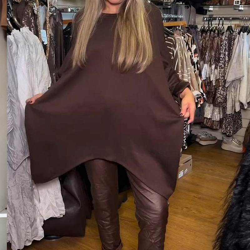 🔥Limited-time offer-Irregular Loose Top & Solid Color Pants Two-Piece Set