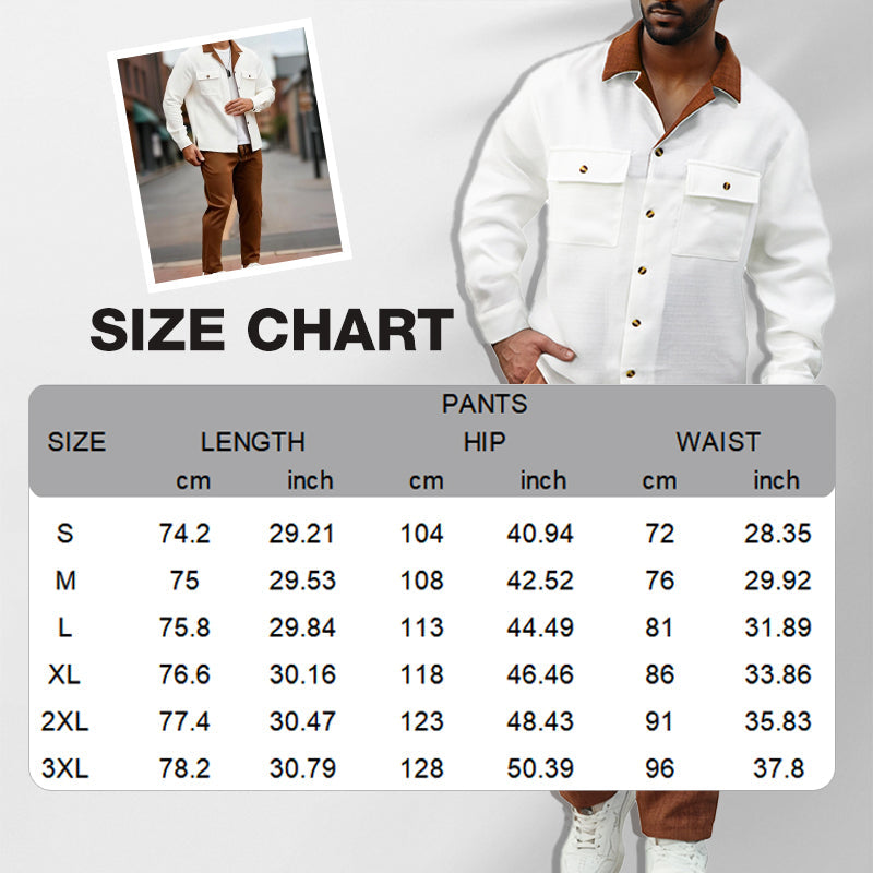 Men's Casual Lapel Long Sleeve Shirts & Pants 2-Piece Set