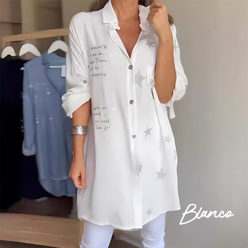 Long-Sleeve Denim Shirt with Turn-Up Cuffs