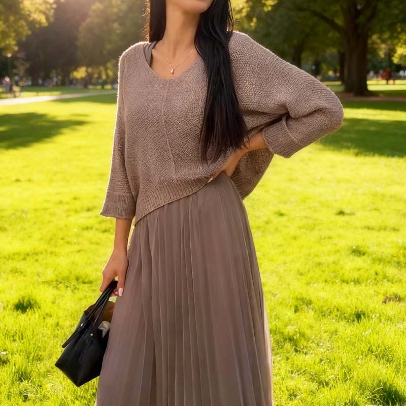 Elegant Knit Sweater & Tulle Skirt Set