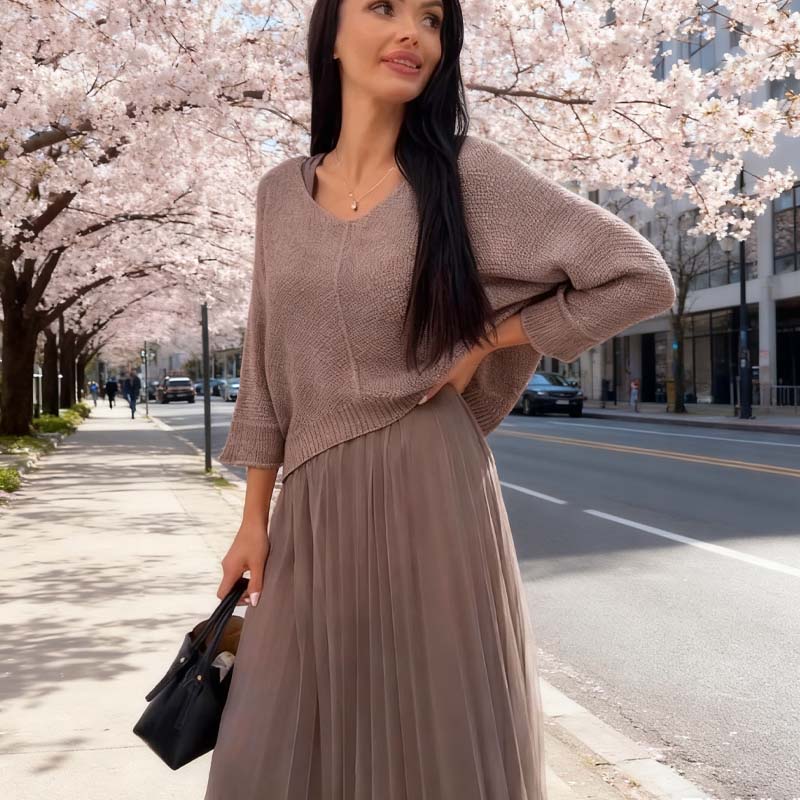 Elegant Knit Sweater & Tulle Skirt Set