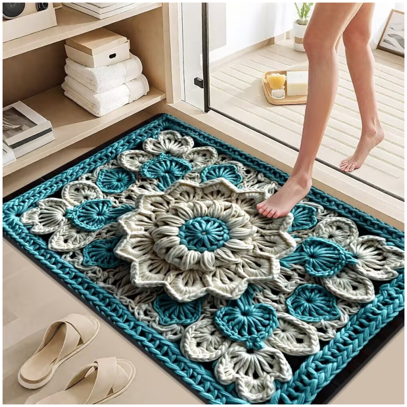 🦌Christmas Early Bird Special 50% off🏆3D Floral Yarn Anti-Slip Absorbent Floor Mat – Stylish, Soft & Safe