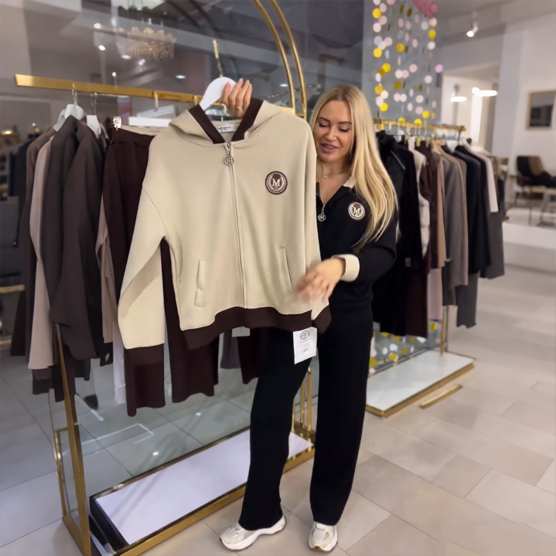 Women's Hooded Zip-Up Tracksuit Set