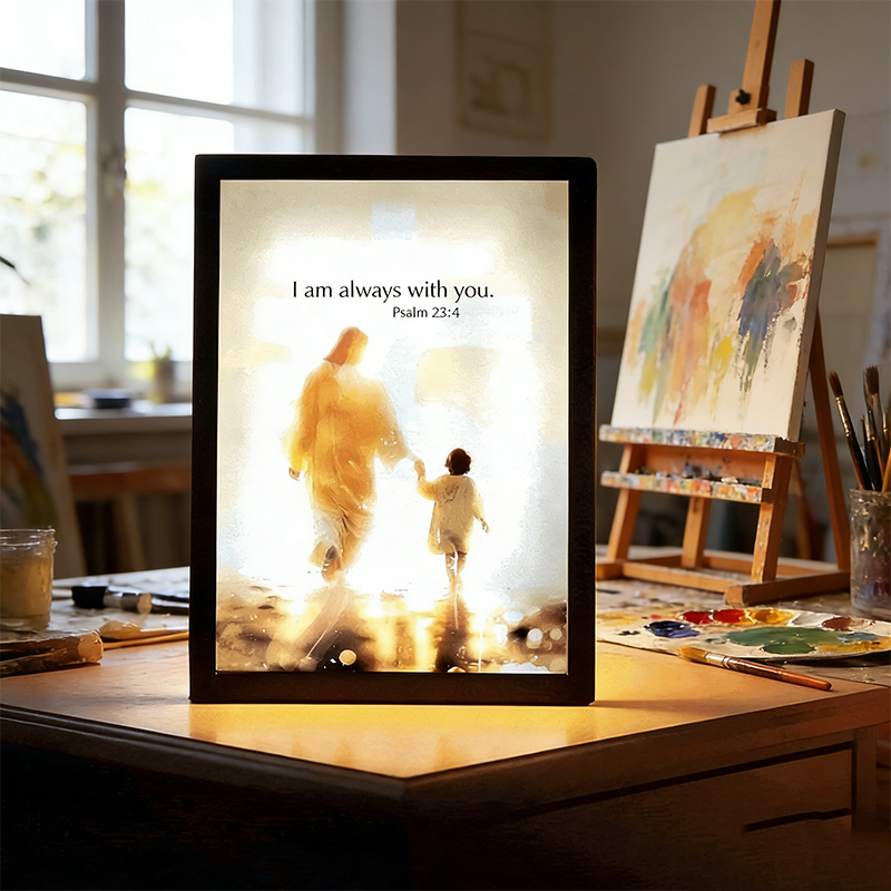 LED Backlit Jesus and Child Framed Light