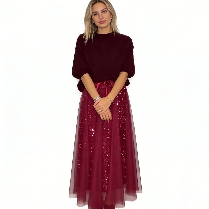 👗 Women's Sparkle Top & Tulle Skirt Set-Dazzling & Elegant Two-Piece Set✨